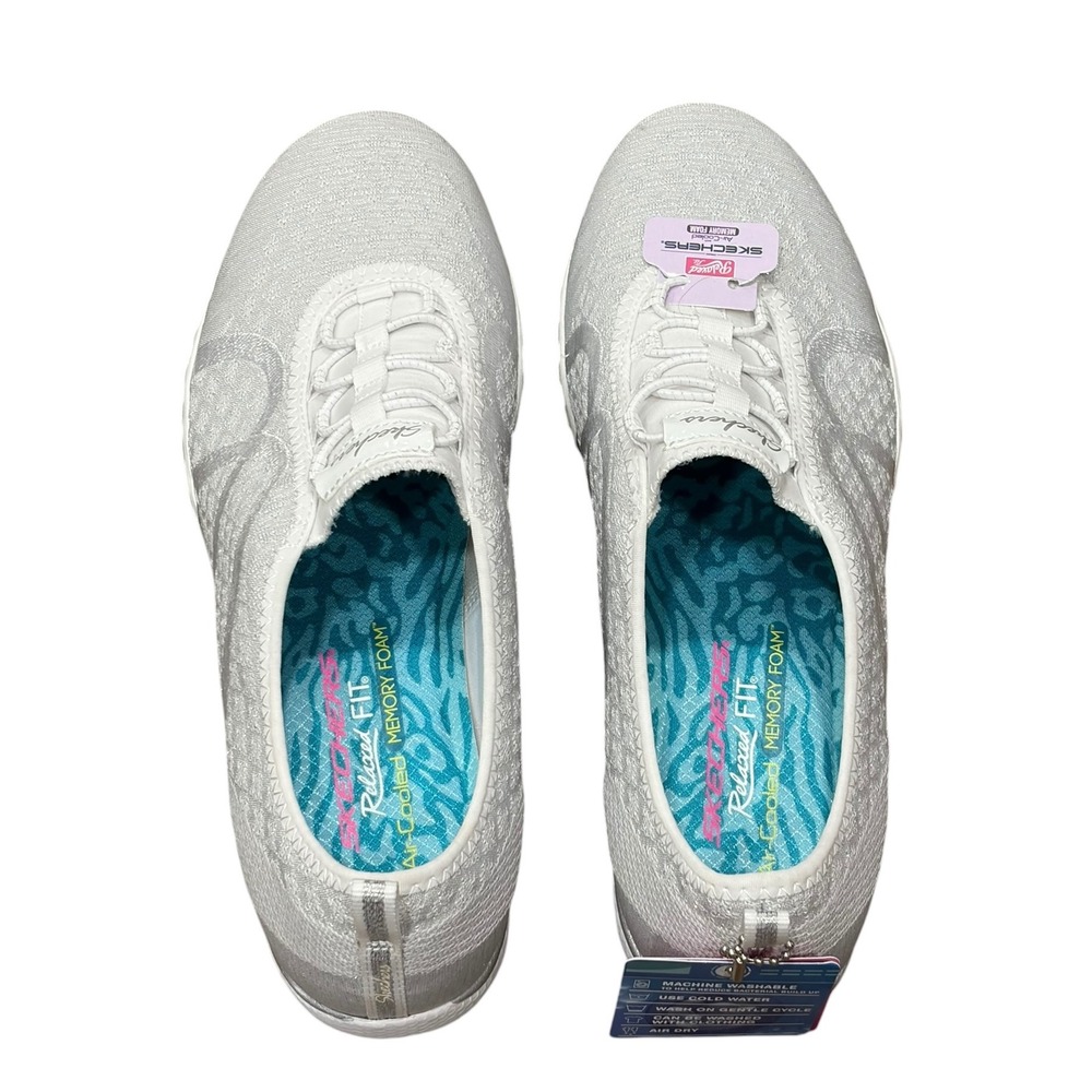 Skechers Relaxed Fit Womens Air-Cooled Memory Foam Shoes Size 9 White Silver NEW - Picture 4 of 7